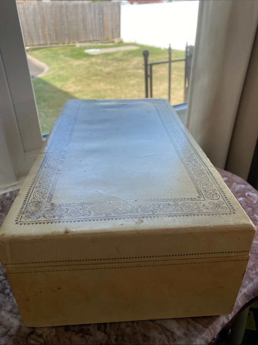 Vintage Decorative Tan Jewelry Storage Box with Drawers